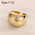 French style 18k gold plated stainless steel dome ring in adjustable size 7-10 - US 7 / Wide Arc Open Style (KR113342-KJX) / Gold