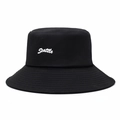 Black bucket hat with white Seattle embroidery in premium twill cotton for sun protection - Black With White Letters
