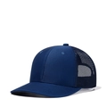 Dark blue trucker hat with curved brim and breathable mesh paneling for sun protection - Adjustable / Teal + Teal Mesh