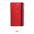Portafoglio da viaggio RFID rosso da donna in pelle testurizzata con fascia elastica - Rosso