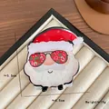 Cute Santa hair claw clip with sunglasses and red hat for Christmas hairstyle - Flower Eye Santa