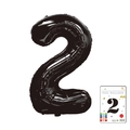 Black aluminum foil number 2 balloon with metallic finish and packaging detail - 40-inch Black 2-piece Cardboard Box