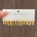 Gold 6 Pairs Set (Pearl/Layered Hoops)(HS739-8)