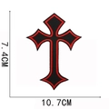 Embroidered gothic cross patch with red and black stitching, 10.7cm x 7.4cm size - No.6-Black with Red Border (W22SZJ-045-06)