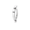Macro shot of polished silver curved navel piercing ring with smooth rectangular detail - Silver Arc Buckle