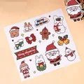 Christmas cartoon cake toppers featuring Santa and Reindeer in red and green festive colors - Bow Tie Santa Stickers 10 Sets