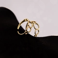 Bague ajourée géométrique minimaliste en argent S925 avec une finition dorée polie - Ouvert Réglable / Or