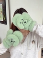 Moffole in peluche verde chiaro a forma di cane con cordino al collo per l'inverno - Cane Teddy Verde Menta (Copertura completa con cordino)