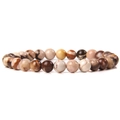 Natural landscape stone bead bracelet with 6mm earth-toned cylindrical beads for women - Earth Tone Landscape Stone
