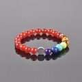 Bracciale chakra rosso con ciondolo albero della vita e sette pietre dure colorate - Imitazione Agata Rossa Albero della Vita 7 Chakra Perline Bracciale