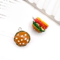 Realistic 3D resin hamburger pendants for DIY jewelry making with top metal loops - Small Burger