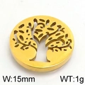 Golden cutout Tree of Life round pendant charm, 15mm width minimalist style - Hollow Tree Of Life Style C (KLJ5569-Z)