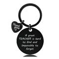 Close-up of black stainless steel keychain with engraved teacher appreciation message - Style 37-Great Teacher / Black