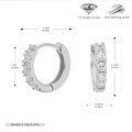 Details der 925 Sterling Silber Creolen mit 5A Zirkonia und genauen Maßangaben - 925er Silber / Silber