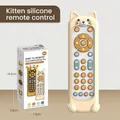 Telecomando per neonati a forma di gatto in silicone bianco crema con tasti colorati - Custodia in Silicone Gatto + Telecomando Bianco
