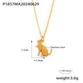 Gedetailleerde afmetingen en gewicht van de gouden kat hanger van titanium staal - Gouden Kat Hanger Ketting (P1857)