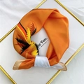 Elegant silk scarf featuring vibrant orange palm leaf print and stylish abstract patterns - 53cm / 16 Yellow Sand Plant
