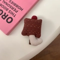 Cute red mushroom fabric hair clip with brown checkered pattern and polka dots for girls - 2# Square Polka Dot Hair Clip