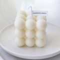 Minimalist white cube bubble candle with handmade tag on a marble ceramic tray - White - Rose