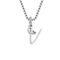 Élégant collier en acier inoxydable argenté avec pendentif lettre V cursive et petit cœur - Style Lettre V / Couleur Acier