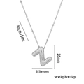 Silver micro-pave zircon letter Z pendant necklace with bead chain for women - Steel Color Letter Z with Zirconia