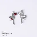 Gothic silver alloy pendant with red zircon drop design for DIY jewelry making - 84437 Red