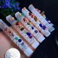 Handcrafted seven chakra natural crystal gypsum wands wrapped in copper wire - Seven Chakra Crushed Stones Selenite Wand