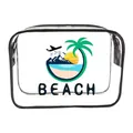 Transparent PVC toiletry bag with black trim and colorful beach logo print - 024-Summer Adventure Beach