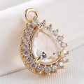 Elegante ciondolo a goccia in oro con zircone trasparente e design a goccia d'acqua - S26-203 (Goccia d'acqua) / 1.1*1.7CM