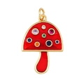 Gold mushroom pendant with red enamel inlay and multicolored zircon stones - L245104-Red Enamel Mushroom