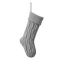 Classic grey cable knit Christmas stocking with hanging loop for holiday decor - Silver Grey