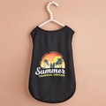 Black mesh pet vest with Summer Tropical Dreams print on a white pearl hanger - Black Tropical Print