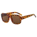 Gafas de sol cuadradas de gran tamaño con montura de leopardo carey y lentes marrones - Montura de Carey Lentes de Té