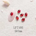 Strass ovales rouges pour nail art 5x7mm avec base en métal argenté et coupe facettée - Base Argent Pierre Rouge (LF7105) / 5X7mm
