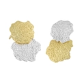 Minimalist S925 silver stud earrings with gold and silver lava texture geometric design - 925 Silver / Silver + 18K Gold