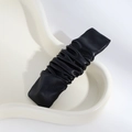 Minimalist black pleated PU leather hair clip with textured finish in elegant style - Pleated Black