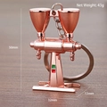 3D miniature coffee machine keychain in polished rose gold alloy finish, weighing 43g - Double-Head Coffee Grinder (Rose Gold)