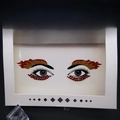 Face crystal sticker featuring red and yellow gradient flame patterns with rhinestones - 013