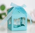 Boîte à bonbons note de musique ajourée bleu clair en papier perlé avec ruban - Bleu Tiffany