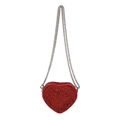 Bolso de cadena chic con lentejuelas rojas en forma de corazón y correa plateada - Rojo