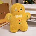 Λούτρινο ανθρωπάκι gingerbread από κίτρινο fleece με γιορτινές κεντητές λεπτομέρειες - 26*23cm / Κίτρινο Μπισκοτάνθρωπος