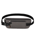 Dark grey RFID sports running belt with double zippers and earphone hole - Dark Gray