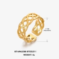 Verstellbarer 18K vergoldeter Edelstahlring mit keltischem Flechtmuster-Design - US 7 / Goldener Geometrischer Ring