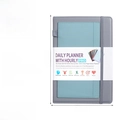 A5 undated daily planner in grey and teal faux leather with grey elastic band closure - Gray