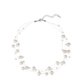 Multi-layer freshwater pearl necklace with floating effect on invisible wire and silver clasp - X040 Multi-layer Freshwater Pearl