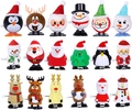 Griglia di 18 giocattoli di Natale a carica con Babbo Natale, renne e piccoli pinguini - Giocattolo a Molla Natalizio 18 pezzi Set A