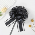Large black organza and satin multi-layer pull bow for gift wrapping and car delivery - Black