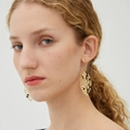 Golden hollow leaf drop earrings in minimalist geometric metal design for women - Hollow Leaf Ear Hooks / Gold