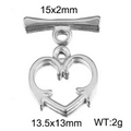 Stainless steel heart-shaped OT toggle clasp for DIY jewelry making 15x2mm 13.5x13mm - Silver Small Heart (KLJ7470-Z)