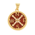 Golden compass pendant with reddish-brown sandstone and sparkling diamond accents - Compass-Golden Sand